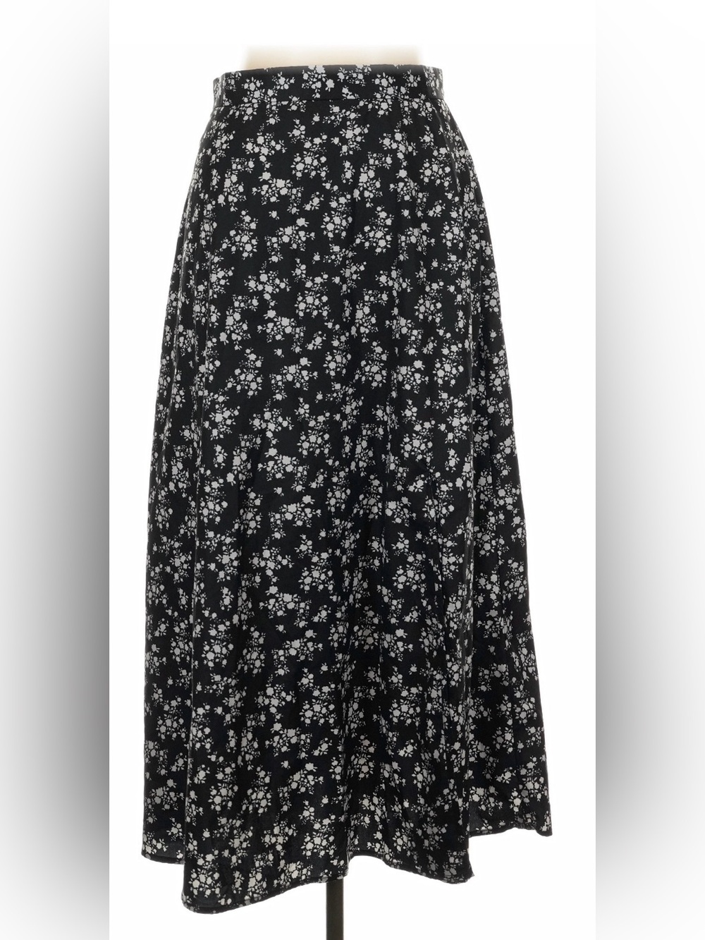 Black Floral Midi Skirt - Women